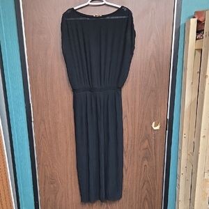 Bordeaux Size XS Black Sheer Maxi Length Pleated Dress